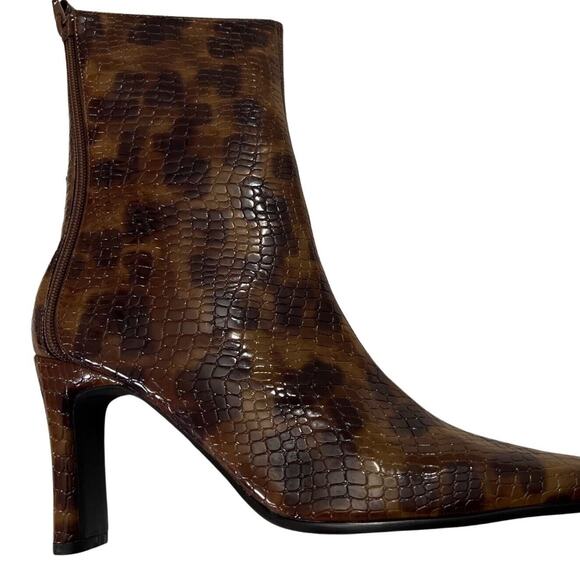 STEFANI Boots Womens Size 10 Bronze Heeled Crocodile Pattern RARE Y2K - Picture 1 of 11